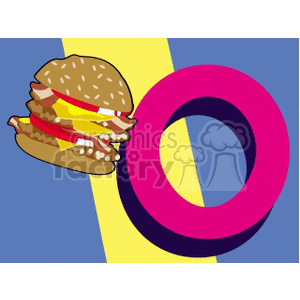 The letter O with double cheeseburger
