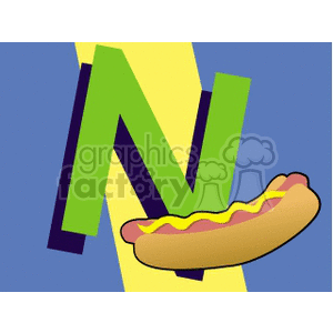 The letter N with hotdog