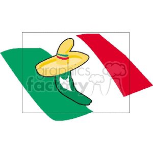 Mexican Flag and Pepper with Sombrero