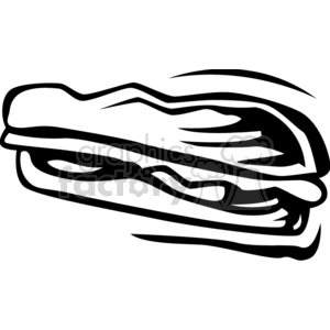 A black and white clipart image of a sandwich.