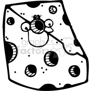  The image depicts a caricatured wedge of Swiss cheese, which is typically characterized by its distinct holes known as 