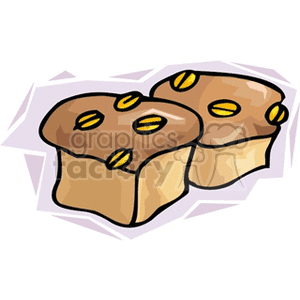 Illustration of two muffins with seeds or nuts on top.