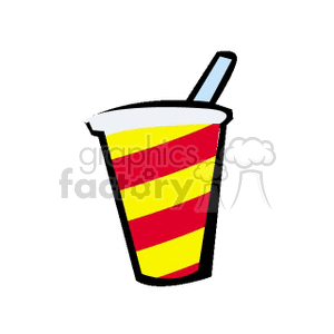 Striped Soda Cup with Straw