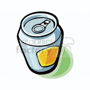 Illustration of a soda can with a pull-tab on a green background.