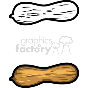 Two Peanuts - Black and Brown Outline