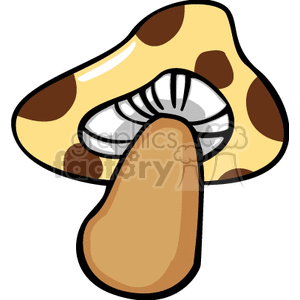 Cartoon Mushroom with Yellow Cap and Brown Spots