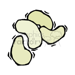 The clipart image depicts a handful of lima beans, which are a type of legume known for their flat, kidney-shaped appearance.