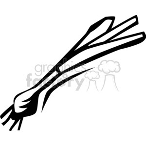 Black and white clipart image of a spring onion