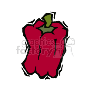 The clipart image shows a red bell pepper. It is a simple illustration with a thick black outline and a green stem, representing a common vegetable used in healthy cooking.
