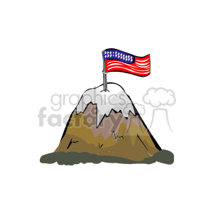 4th of July Independence Day Mountain with American Flag