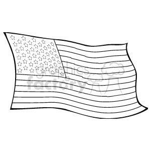 Black and white american flag with stars and stripes
