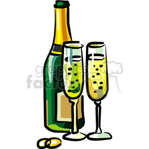 champagne bottle with two glasses
