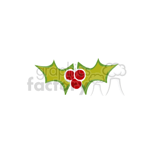 The clipart image shows a traditional Christmas holly decoration, featuring green holly leaves and red holly berries.