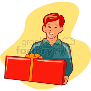 Festive Illustration of Person Holding Gift Box