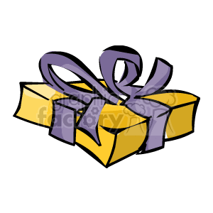 Yellow Christmas Gift with Purple Ribbon