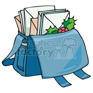   The clipart image depicts a collection of envelopes bundled together with a blue ribbon, and there