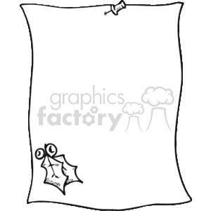 This clipart image features a scroll-like piece of paper with a decorative holly berry accent in one corner. The paper is designed to look like a list or letter, potentially resembling Santa's list of presents or a Christmas wish list due to the holly berry motif, which is commonly associated with the holiday season.