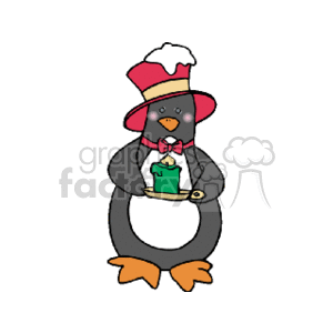 Festive Christmas Penguin with Candle Image