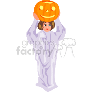 Halloween Ghost Costume with Jack-o'-Lantern