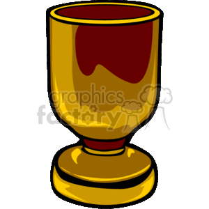 The image shows a clipart of a cup, often known as a Kikombe cha Umoja, which stands for the Unity Cup used during Kwanzaa celebrations. The cup is golden with a red interior and a red stripe around the base. This type of cup is used in Kwanzaa rituals to perform libation ceremonies in honor of ancestors.