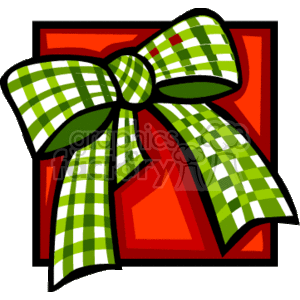 Green bow framed in red