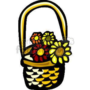 A Woven Handled Basket Holding some Fall Flowers