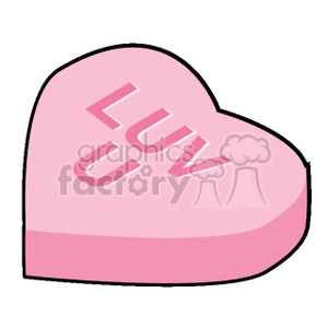 A Pink Valentines Candy Heart that says LUV U