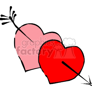 A clipart image of two hearts with arrows symbolizing love, typically used for Valentine's Day themes.