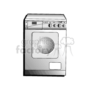 Clipart illustration of a household clothes dryer.