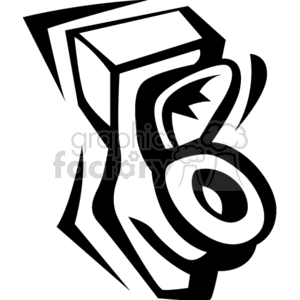 A stylized black and white clipart illustration of a toilet.