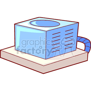 Clipart of a blue air conditioning unit on a white platform.