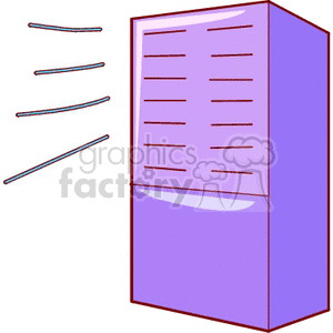 Clipart image of a large purple air conditioning unit, with lines suggesting air movement