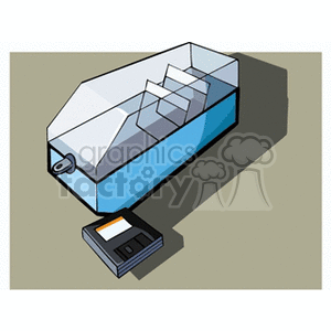 Illustration of a 1.4mb floppy disk holder with multiple dividers, next to a floppy disk.