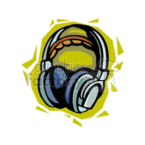 Illustration of a pair of headphones on a green abstract background.