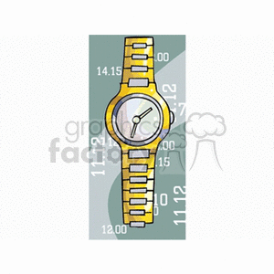 Gold Wristwatch with Numerical Background