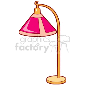 Clipart image of a table lamp with a pink and orange shade.