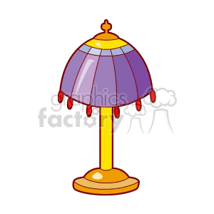 A decorative lamp clipart with a purple shade and yellow base.