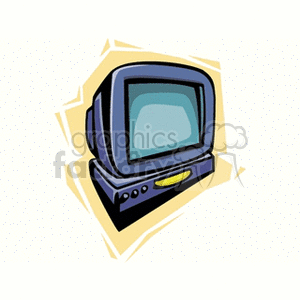 Cartoon illustration of a retro television set with a glowing screen.