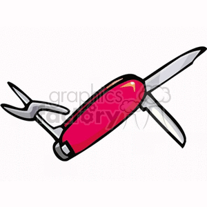 Swiss Army Knife with Red Handle and Multi-tools