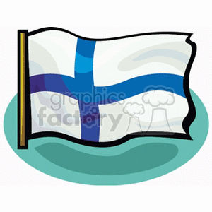 The clipart image depicts the flag of Finland. The flag features a blue Nordic cross on a white background.