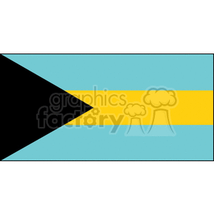 The image is a graphic representation of the flag of the Bahamas. The flag features three horizontal stripes in aquamarine (top and bottom) and gold (center), with a black equilateral triangle pointing toward the fly (the side far from the flagpole).