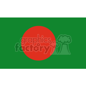 The image depicts a simple illustration of the national flag of Bangladesh, characterized by a green field with a large red circle in the center.