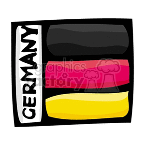 This clipart image features a stylized representation of the flag of Germany, which consists of three horizontal bands of color in black, red, and gold from top to bottom. The word GERMANY is displayed prominently along the side of the flag.