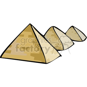 A clipart image of three pyramids, resembling famous ancient landmarks.