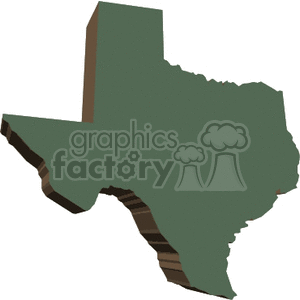 3D illustration of the state of Texas in green with a layered effect.