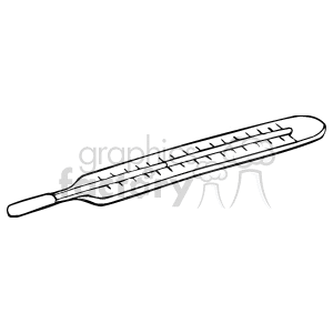 A black and white clipart image of a medical thermometer with marked temperature readings.