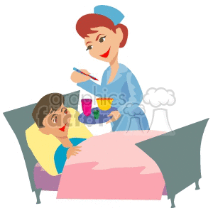 A Nurse Taking a Sick Boys Temperature