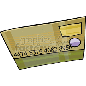 A vector clipart image of a credit card with numbers displayed on it.