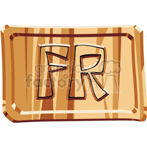 Clipart image of a gold bar with the letters 'FR' carved into it, standing for French Frank