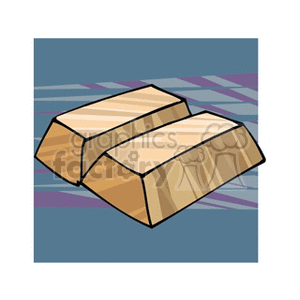 Clipart image of two gold bars placed side by side on a textured background.